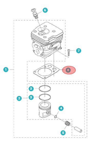 GASKET CYLINDER i gruppen Reservdelar Röjsågar / Motor & cylinderdelar / Cylinder & kolv hos Motorsågsbutiken (5462047-01)