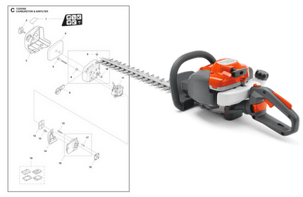 Reservdelar med sprängskiss till Husqvarna 122HD60